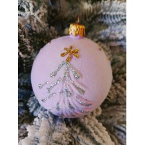 Новорічна куля в оксамиті "Ялинка" 80мм бузкова, ціна за набір 4 шт